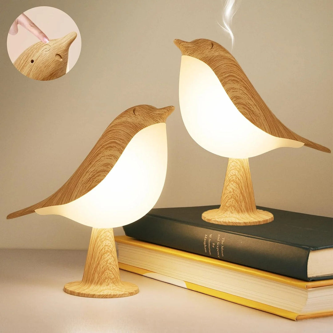 Touch-Control Holz Vogel Nachtlicht - Aufladbare LED Nachttischlampe