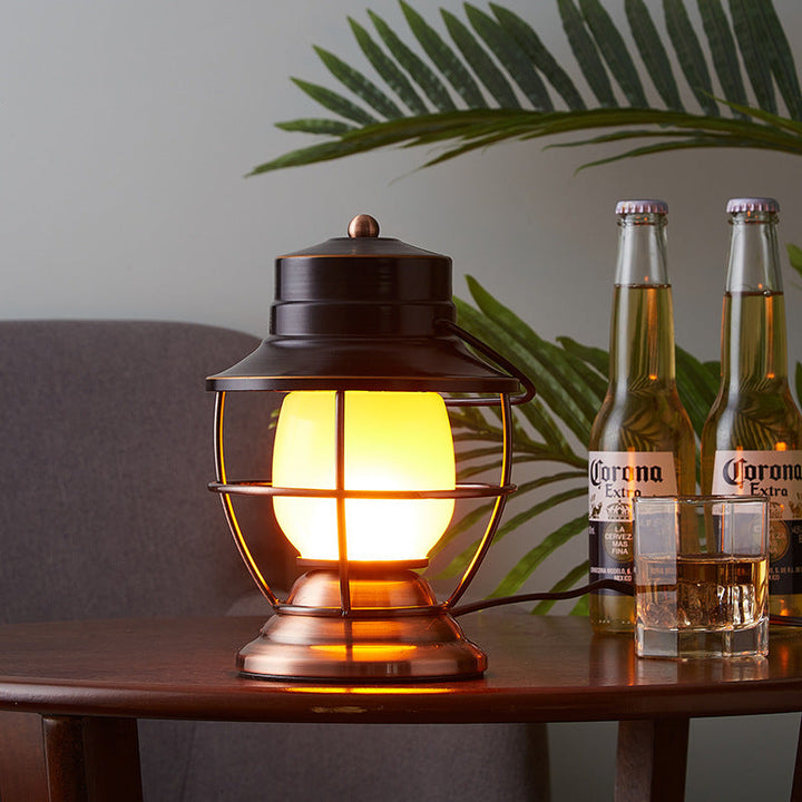 Traditionelles Bauernhaus Wasserdichte Wiederaufladbare Eisen Acryl Zylinder LED Tischlampe Für Unterhaltungsraum