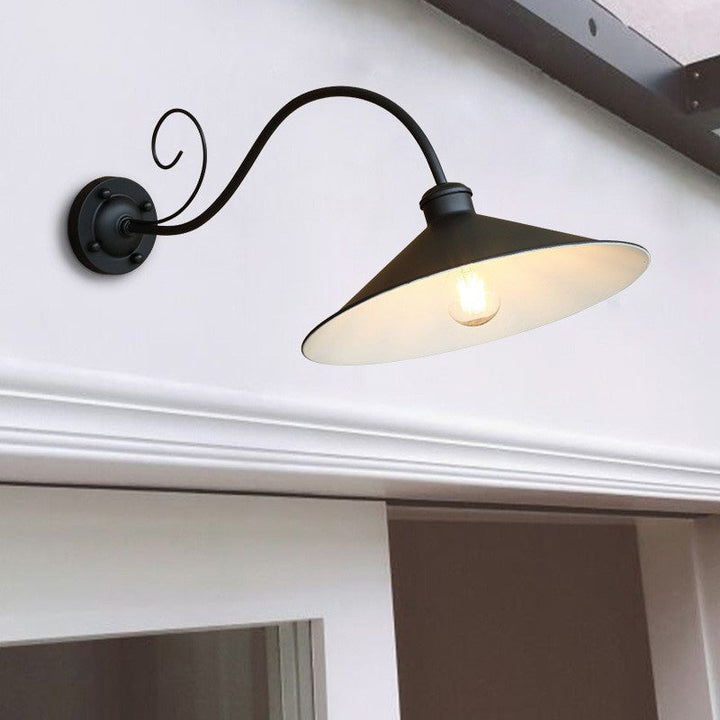 Zeitgenössische Retro Wasserdichte Eisen Runde 1-Licht Wand Sconces Lampe Für Garten