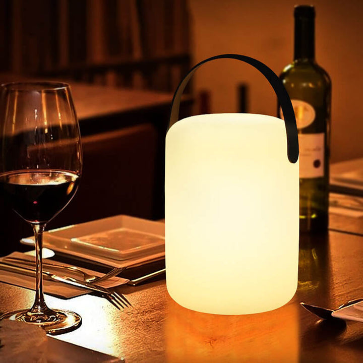 Moderne Einfachheit Kunststoff Runde Square Hand LED Tischlampe Für Outdoor Patio