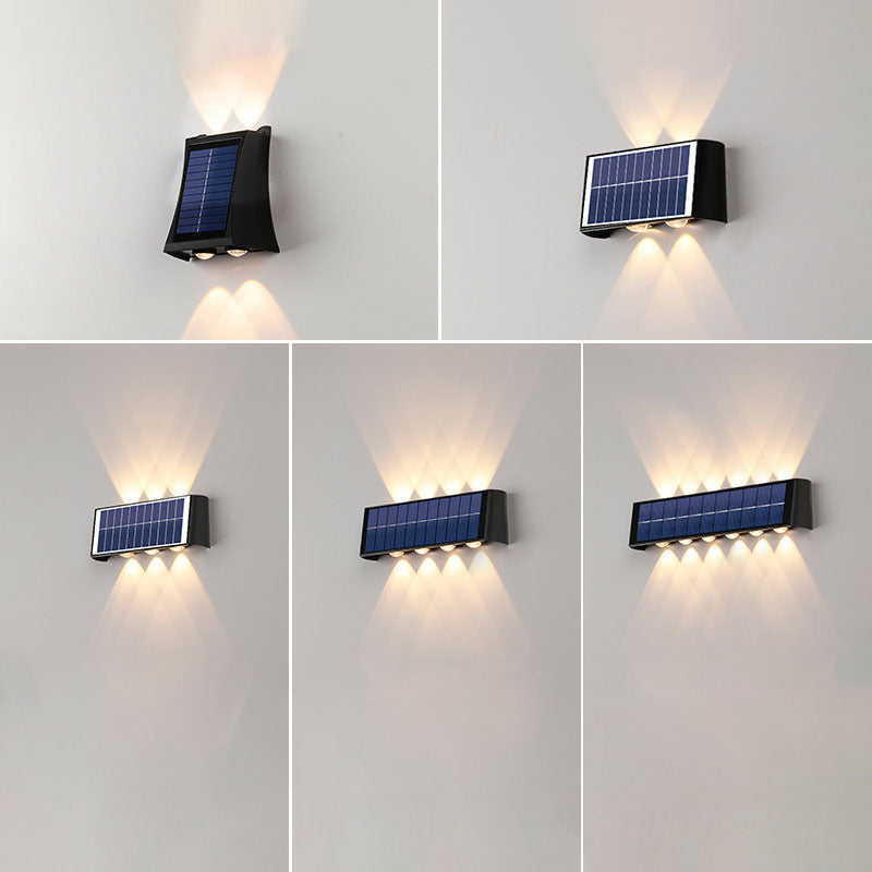 Moderne Einfachheit Solar wasserdichte rechteckige ABS PMMA LED Wandleuchte Lampe für den Außenbereich Terrasse