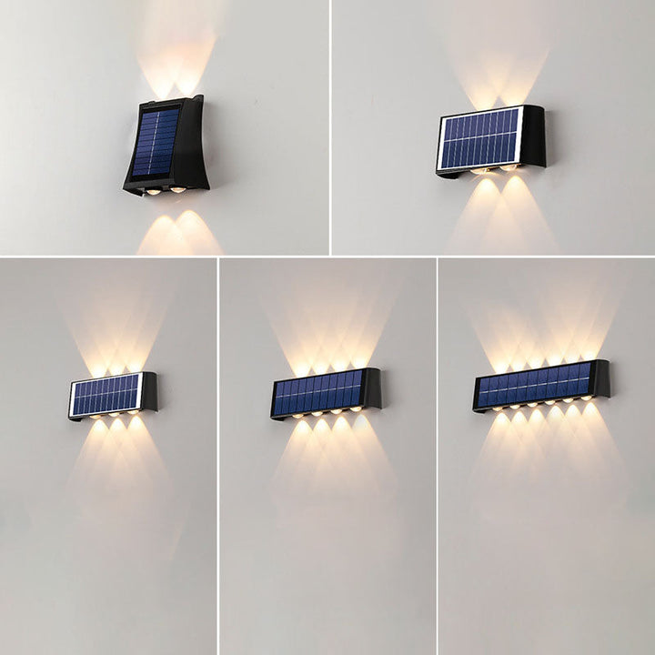 Moderne Einfachheit Solar wasserdichte rechteckige ABS PMMA LED Wandleuchte Lampe für den Außenbereich Terrasse