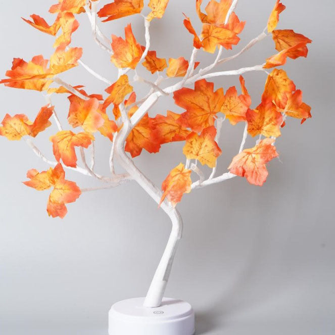 Zeitgenössische Kreative Weihnachtskunst Plastik Ahornblatt Baumlichter LED Dekorative Tischlampe Für Schlafzimmer