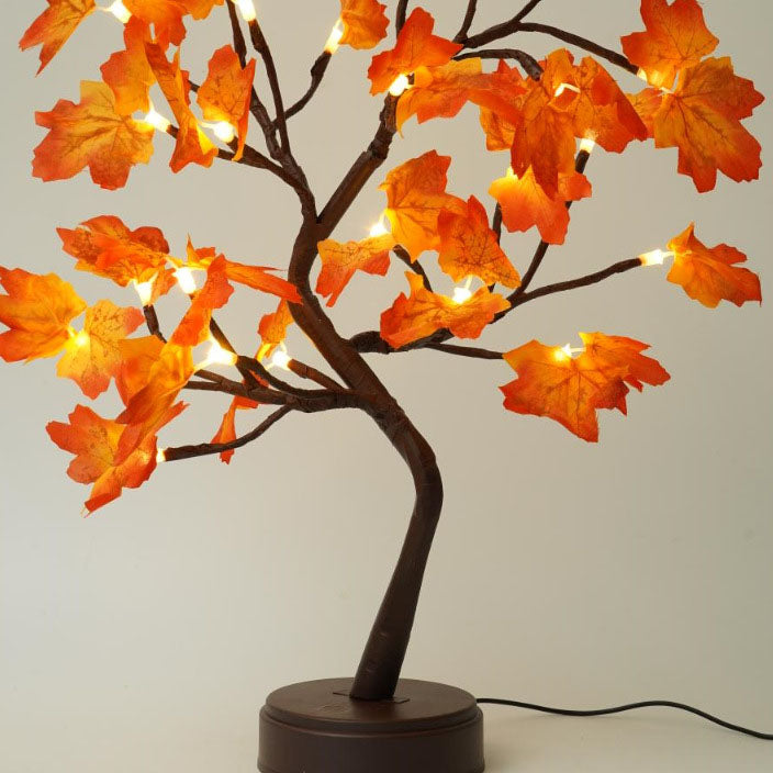 Zeitgenössische Kreative Weihnachtskunst Plastik Ahornblatt Baumlichter LED Dekorative Tischlampe Für Schlafzimmer