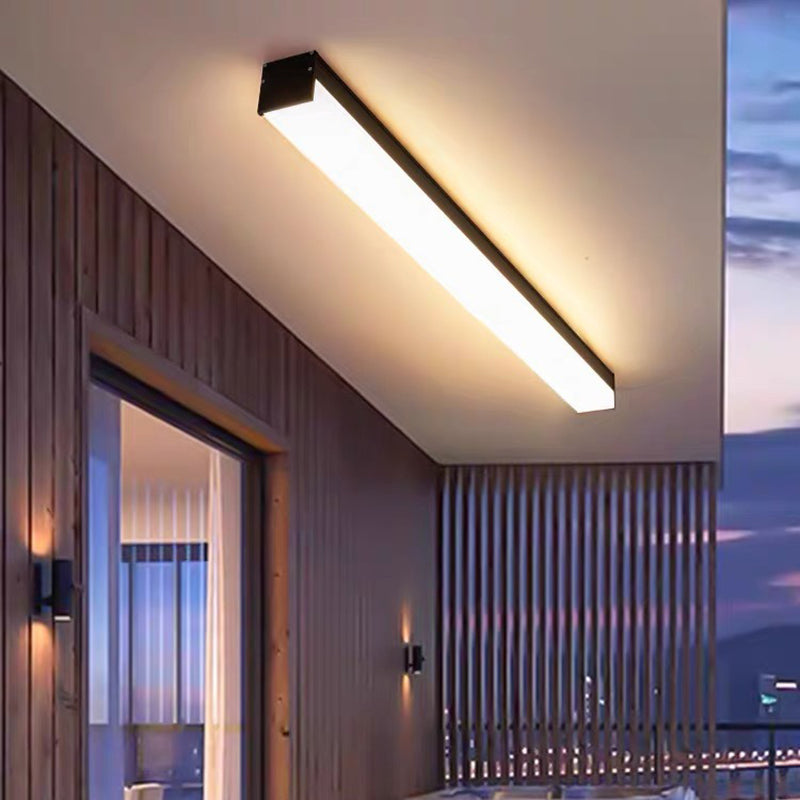 Moderner minimalistischer langer rechteckiger Aluminium-PC-LED-Einbau-Deckenleuchte für Außenpatio