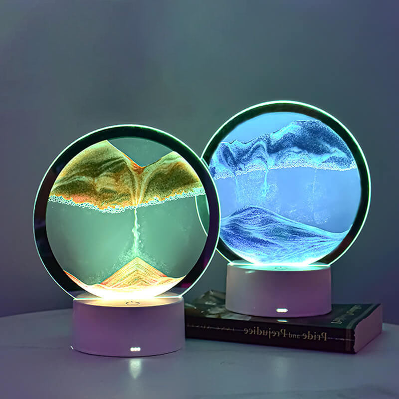 Kreative Runde Sanduhr Quicksand 3D LED Nachttischlampe Tischlampe