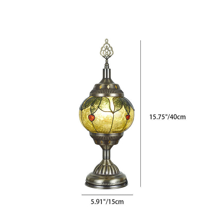 Traditionale Tiffany romantische ovale Eisen emaillierte 1-Licht Tischlampe für das Schlafzimmer