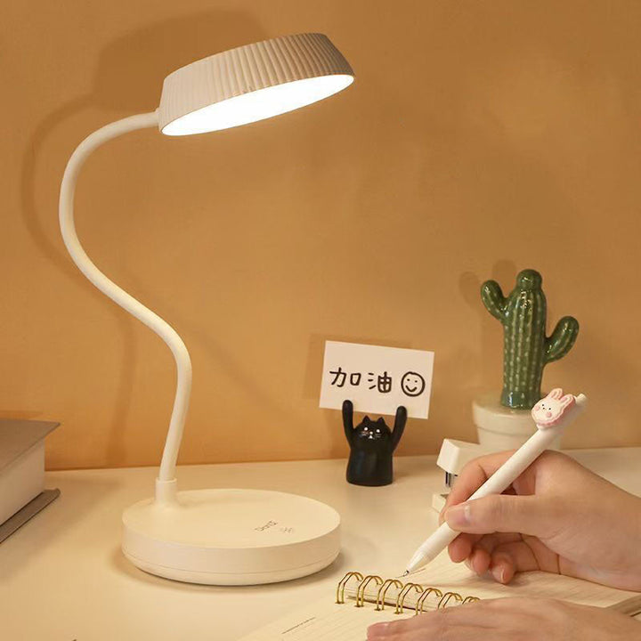 Nordische minimalistische runde LED-Touch-Schreibtischlampe mit Augenschutz und USB-Anschluss