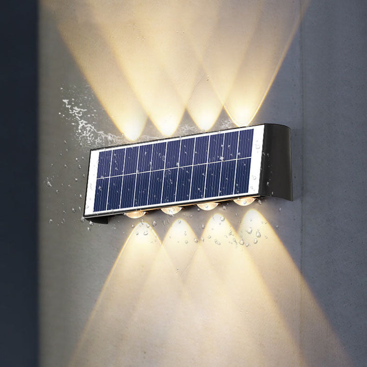 Moderne Einfachheit Solar wasserdichte rechteckige ABS PMMA LED Wandleuchte Lampe für den Außenbereich Terrasse
