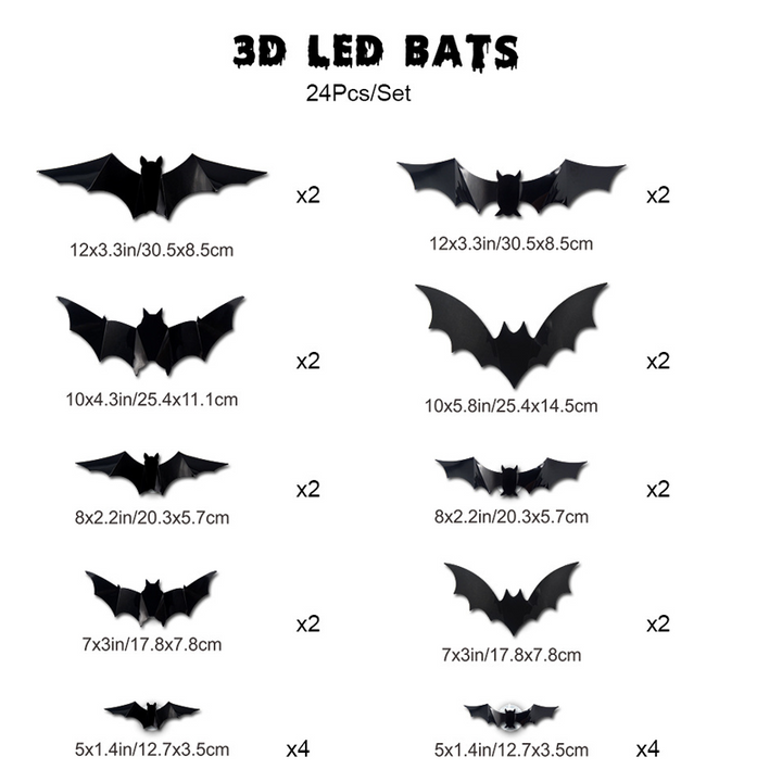 3D Fledermaus LED Wanddekoration — Machen Sie Ihr Zuhause zur gruseligsten Halloween-Bühne mit lebensechten Flugillusionen!