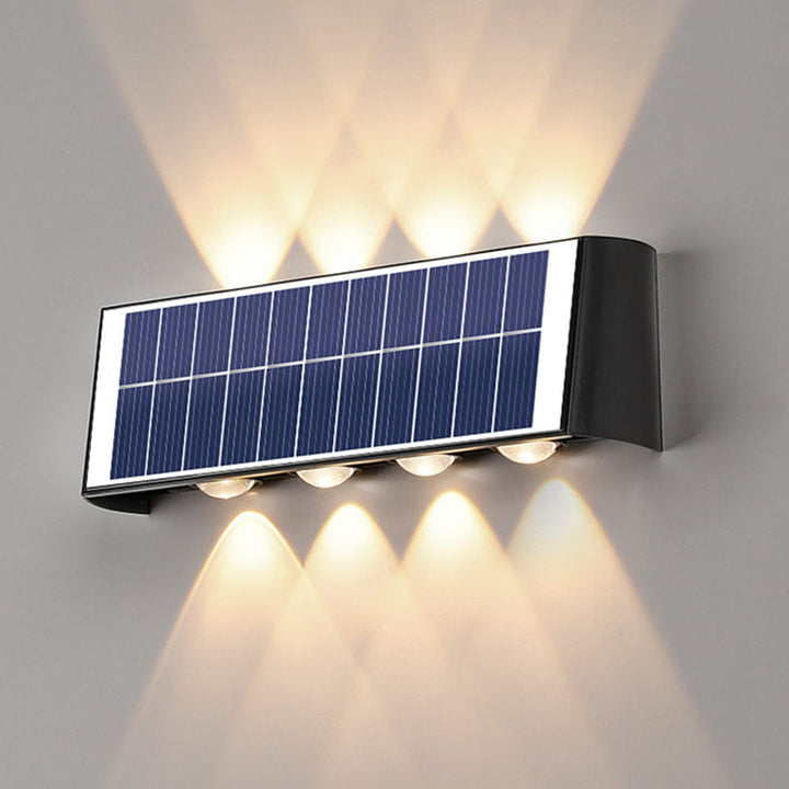 Moderne Einfachheit Solar wasserdichte rechteckige ABS PMMA LED Wandleuchte Lampe für den Außenbereich Terrasse