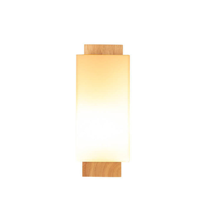 Moderne minimalistische solide Holzkuben-Glas-Säule 1-Lampe Wandleuchten