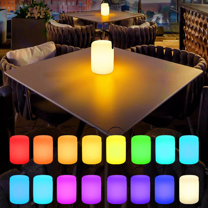 Moderne Einfachheit Plastik Rund Quadrat Hand LED Tischlampe für Außenpatio