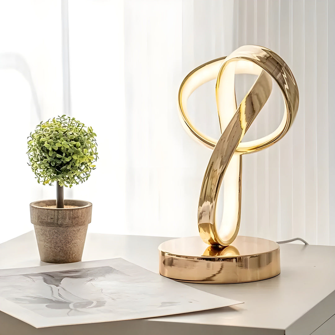 Lampe - Luxuriöse goldene Möbius-Ring-Schreibtischleselampe