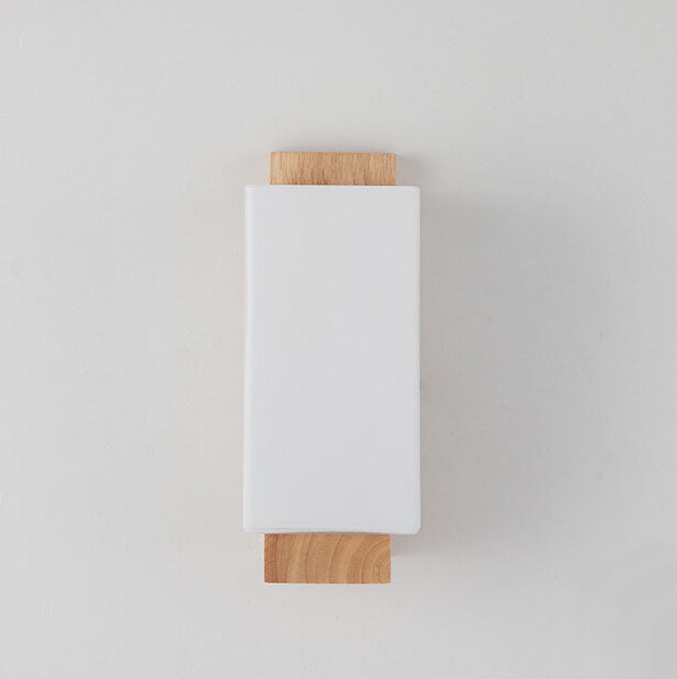 Moderne minimalistische solide Holzkuben-Glas-Säule 1-Lampe Wandleuchten