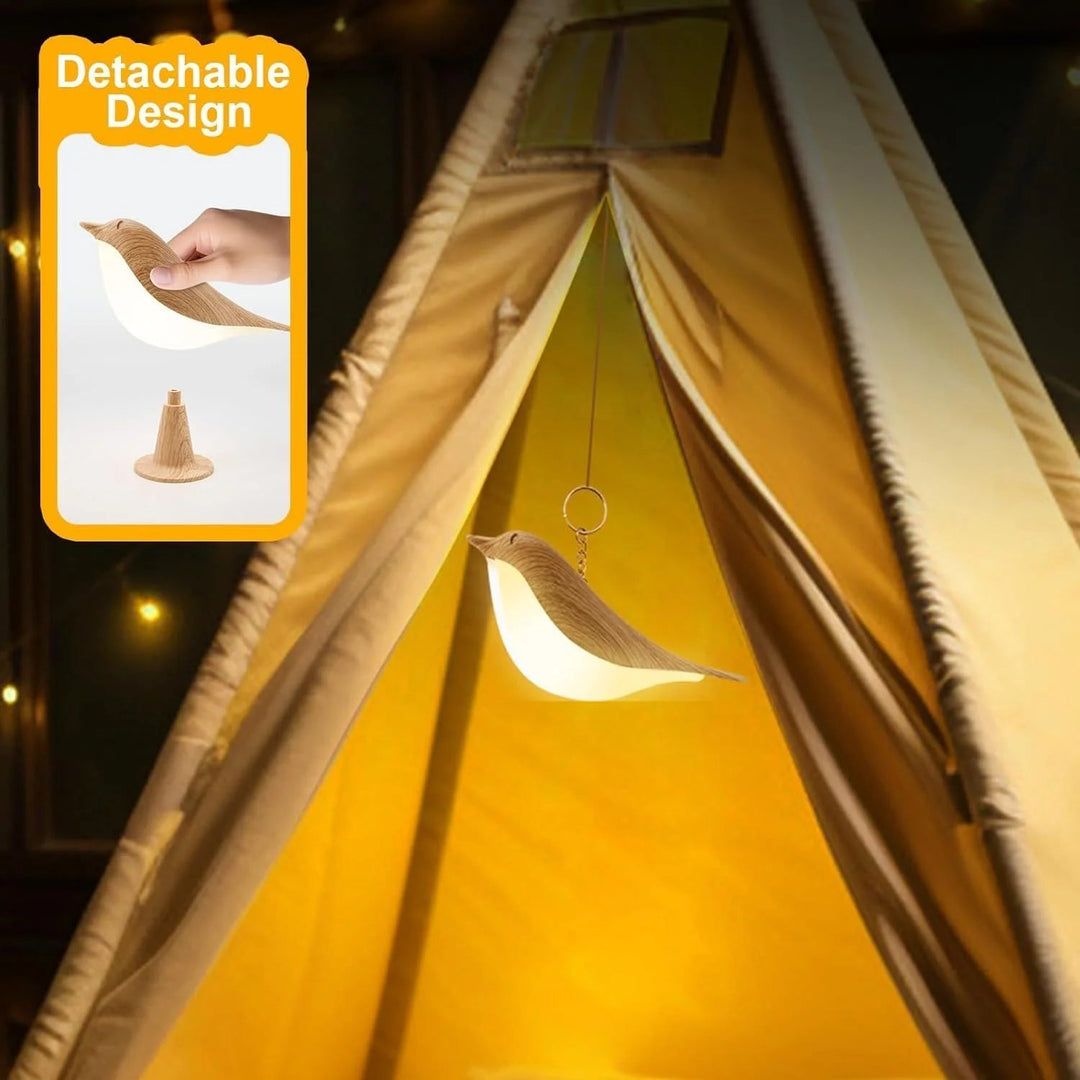 Touch-Control Holz Vogel Nachtlicht - Aufladbare LED Nachttischlampe
