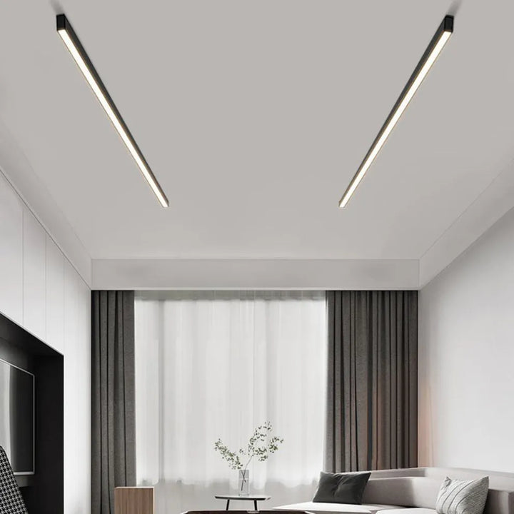 Schwarze Metall-Deckenlampe LED Linear Minimalistisches modernes Design