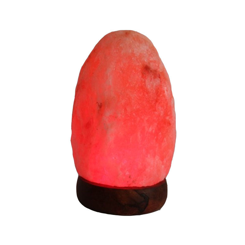 Himalayan Saltkristall-Sphärenlampe mit farbwechselnder LED und natürlicher Holzbasis