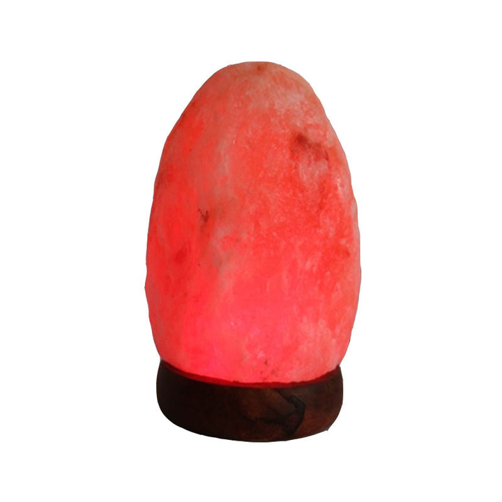 Himalayan Saltkristall-Sphärenlampe mit farbwechselnder LED und natürlicher Holzbasis