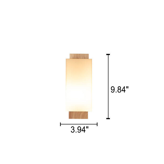 Moderne minimalistische solide Holzkuben-Glas-Säule 1-Lampe Wandleuchten