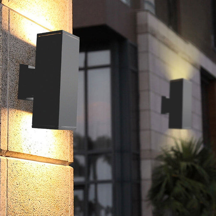 Moderner minimalistischer quadratischer Säulen-LED-leuchtender wetterfester Wandleuchten-Lampe