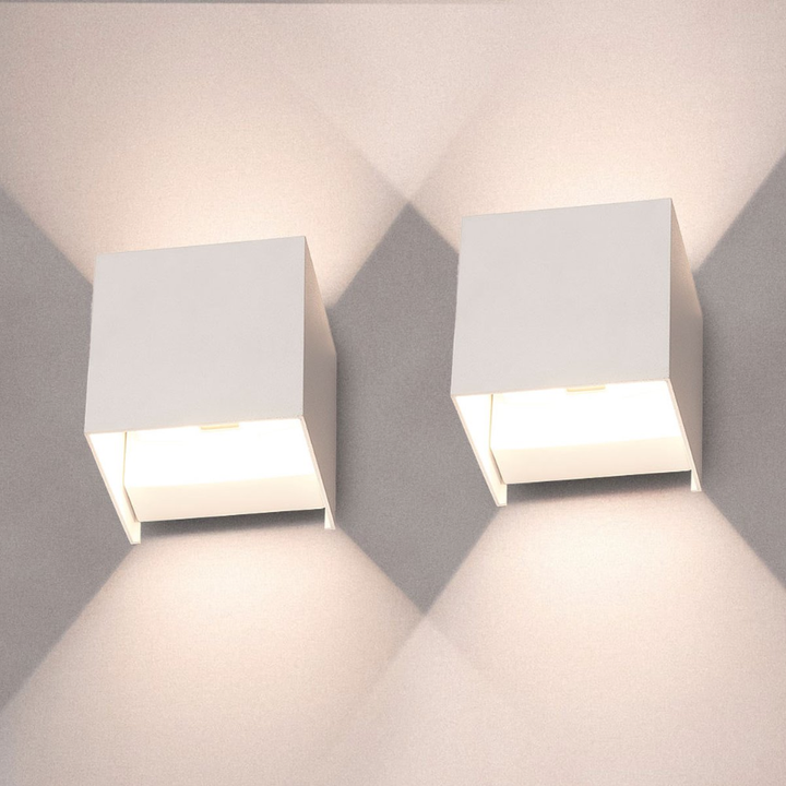 Drahtlose LED-Wandleuchten – Modernes Würfeldesign (Set von 2)