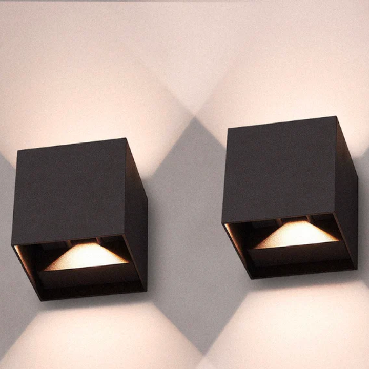 Drahtlose LED-Wandleuchten – Modernes Würfeldesign (Set von 2)