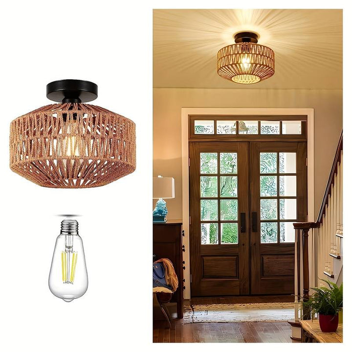 WovenCap Deckenleuchte - Boho Chic - Rustikale Eleganz - Moderne Vielseitigkeit