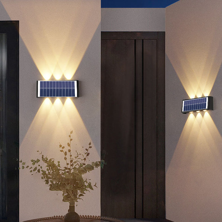 Moderne Einfachheit Solar wasserdichte rechteckige ABS PMMA LED Wandleuchte Lampe für den Außenbereich Terrasse