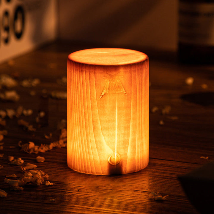 Kabellose LED-Tischlampe mit Akku und Touch-Bedienung – Warmes Holzdesign für gemütliches Ambiente