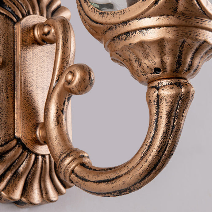 Traditionelle europäische wasserdichte kastellförmige Aluminium-Glas 1-Licht Außenwand sconce Lampe für Garten
