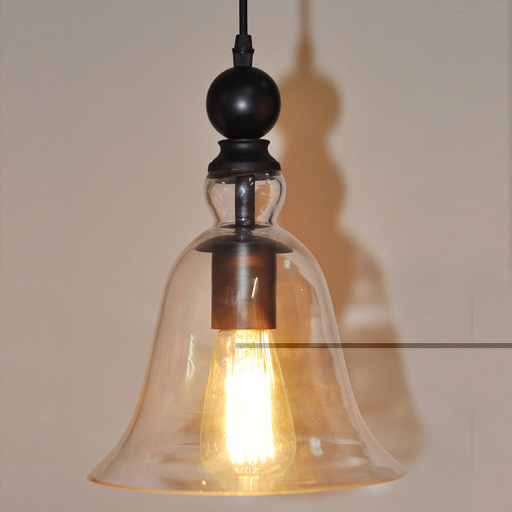 Vintage Glockenförmige Glas Pendelleuchte