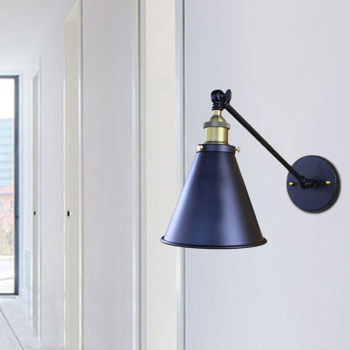 Schwarze Finish Kegelförmige Wandlampe Retro Stilvolles Metall 1 Kopf Flur Wandbeleuchtung, 2 Packs