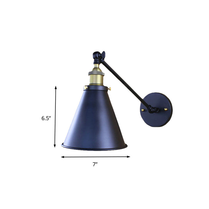 Schwarze Finish Kegelförmige Wandlampe Retro Stilvolles Metall 1 Kopf Flur Wandbeleuchtung, 2 Packs