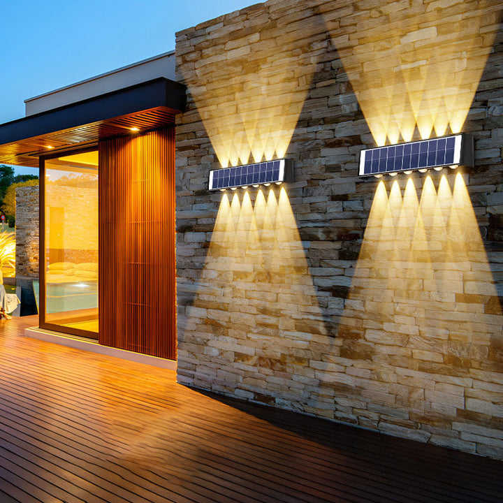 Moderne Einfachheit Solar wasserdichte rechteckige ABS PMMA LED Wandleuchte Lampe für den Außenbereich Terrasse