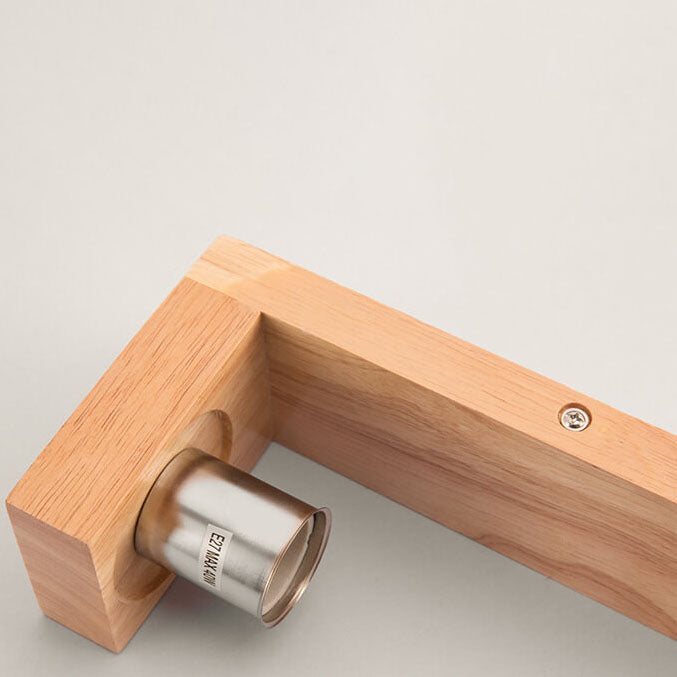 Moderne minimalistische solide Holzkuben-Glas-Säule 1-Lampe Wandleuchten