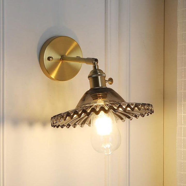 Messing-Schüssel Wandbeleuchtung Industrie Rauchglas 1 Licht Wohnzimmer Wandlampe Lichtarmatur