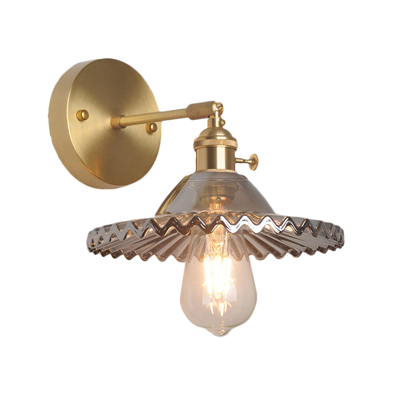 Messing-Schüssel Wandbeleuchtung Industrie Rauchglas 1 Licht Wohnzimmer Wandlampe Lichtarmatur