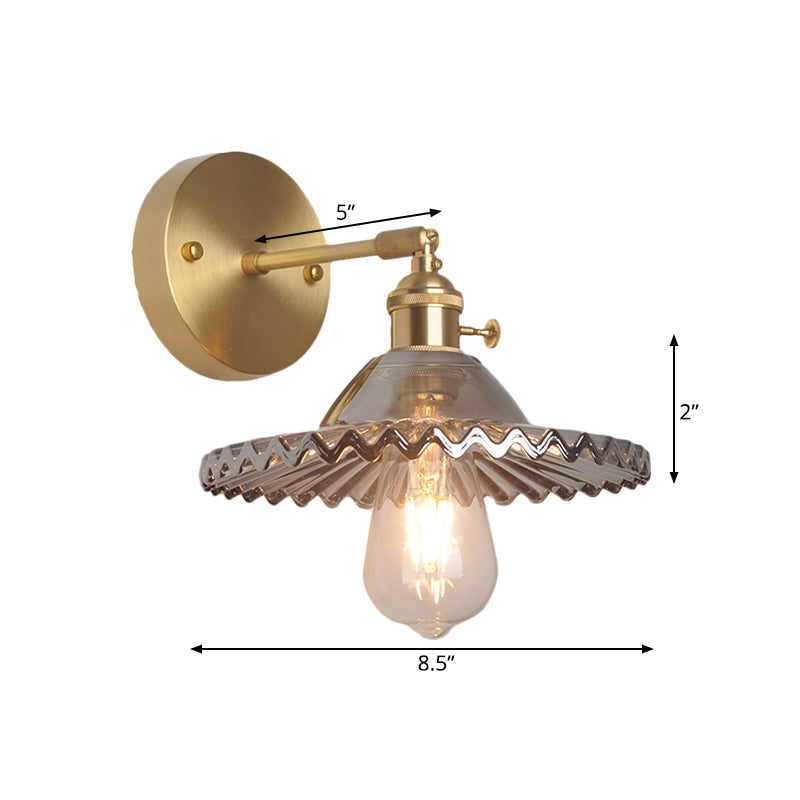 Messing-Schüssel Wandbeleuchtung Industrie Rauchglas 1 Licht Wohnzimmer Wandlampe Lichtarmatur
