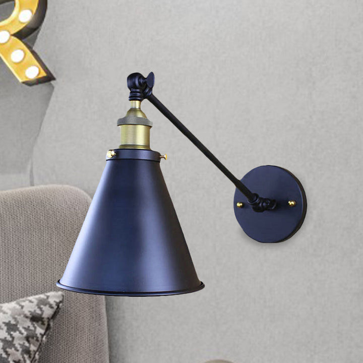 Schwarze Finish Kegelförmige Wandlampe Retro Stilvolles Metall 1 Kopf Flur Wandbeleuchtung, 2 Packs