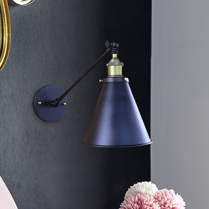 Schwarze Finish Kegelförmige Wandlampe Retro Stilvolles Metall 1 Kopf Flur Wandbeleuchtung, 2 Packs
