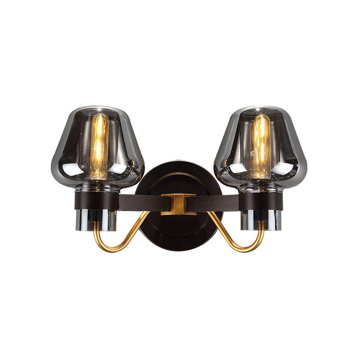 2-Licht Wandbeleuchtung mit Pilzschirm Rauchglas Moderne Schlafzimmer Wandlampe Beleuchtungseinrichtung