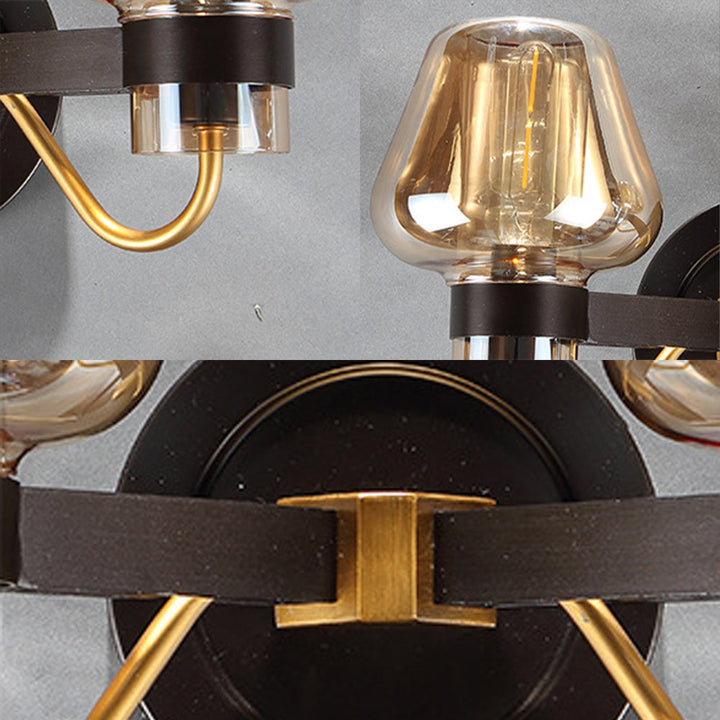 2-Licht Wandbeleuchtung mit Pilzschirm Rauchglas Moderne Schlafzimmer Wandlampe Beleuchtungseinrichtung