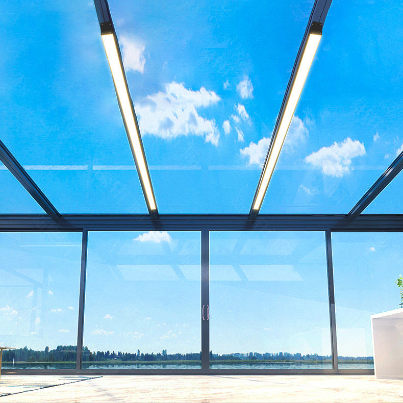 Moderner minimalistischer langer rechteckiger Aluminium-PC-LED-Einbau-Deckenleuchte für Außenpatio