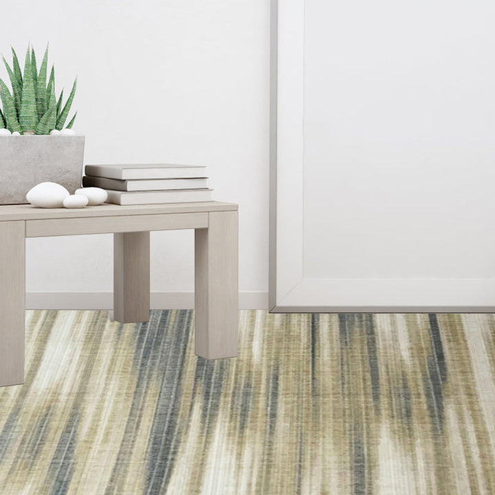 Hellbrauner moderner Teppich aus Polyester mit Pinselstrich-Streifenmuster waschbarer Teppich mit rutschfester Rückseite Teppich für das Wohnzimmer