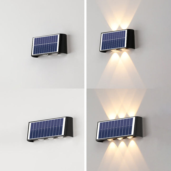 Moderne Einfachheit Solar wasserdichte rechteckige ABS PMMA LED Wandleuchte Lampe für den Außenbereich Terrasse