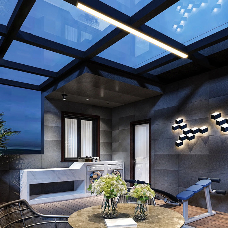 Moderner minimalistischer langer rechteckiger Aluminium-PC-LED-Einbau-Deckenleuchte für Außenpatio