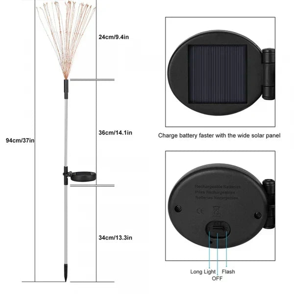 4-teilige Solar Feuerwerk Gartenlichter - Wetterfeste LED Dekorationsbeleuchtung, Solarenergie für Garten und Terrasse