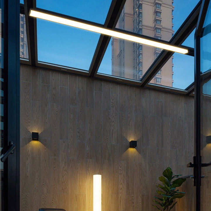 Moderner minimalistischer langer rechteckiger Aluminium-PC-LED-Einbau-Deckenleuchte für Außenpatio