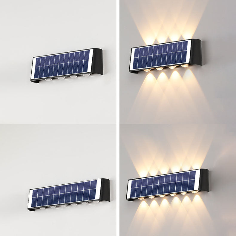 Moderne Einfachheit Solar wasserdichte rechteckige ABS PMMA LED Wandleuchte Lampe für den Außenbereich Terrasse